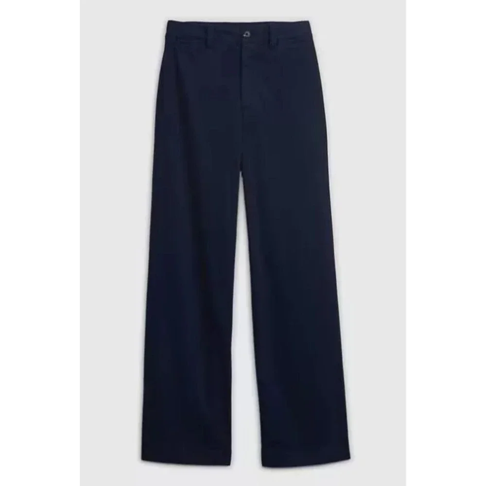 New Gap Size 14 Tall Pants Cropped Wide Leg High Rise Stride Navy‎ Chinos Preppy - Picture 5 of 9